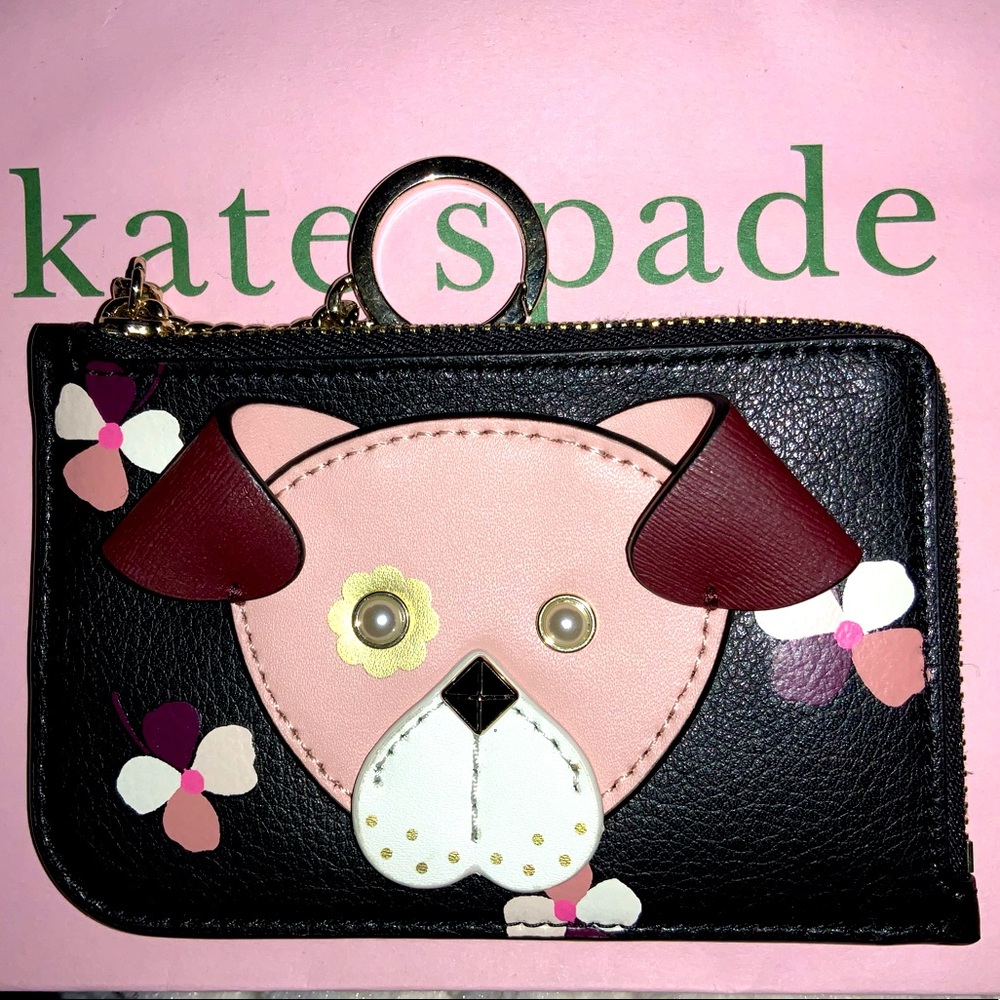 Kate Spade Doggie Leather Keychain card holder
